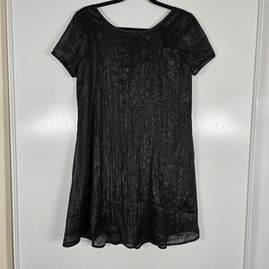 Essentials‎ by ABS Women's Black Shift Cocktail Dress Short Sleeve Luster Size 8